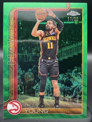 JERSEY NUMBER MATCH 2025-26 Topps Chrome Update Trae Young Green 11/99 #
