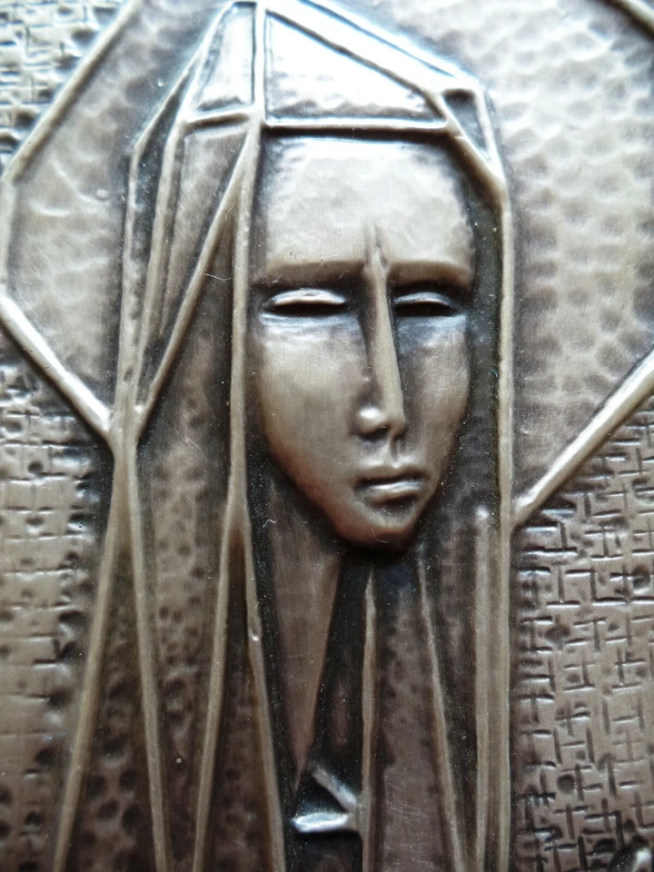 Ottaviani quadro placca argento 925 Madonna stilizzata vintage 15 x 6,5 cm - Immagine 3 di 4