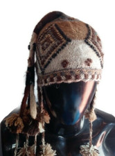 Handmade Peruvian Chullo Hat - Woven in Sheep Wool, Natural Dyes, Alpaca Geometr