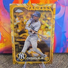 Jazz Chisholm Jr., Gold Wave /75 - 2024 Topps Chrome Gilded Collection Yankees 