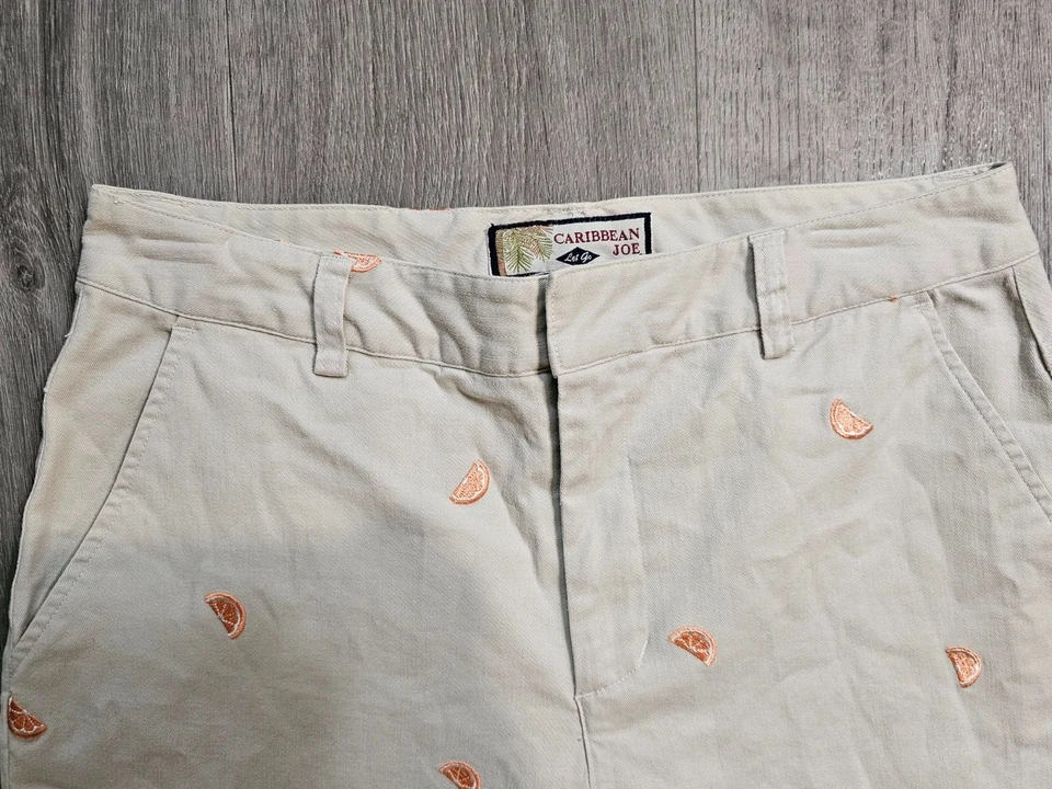 Caribbean Joe Womens Stretch Khaki Capri Cropped Pants Orange Designs Size 8 - Изображение 4 из 4