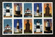 2021USA #5621-5625 Forever Mid Atlantic Lighthouse - Block of 10 From Sheet mint