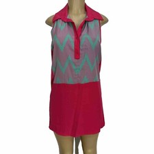 GLAM Pink Multi Button Sleeveless Dress Shirt Womens Size S Casual New Tunic