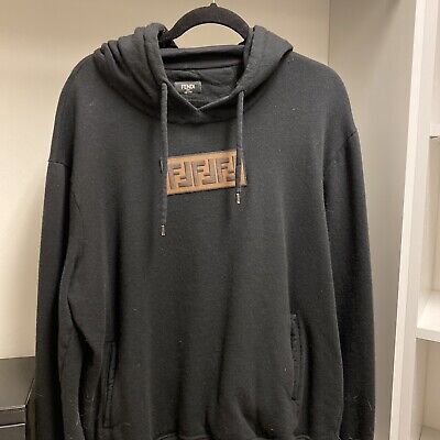 Fendi Embroidered FF Logo Black Hoodie Sz. 54 XXL Excellent Fendi Embroidered FF Logo Black Hoodie Sz. 54 XXL Excellent