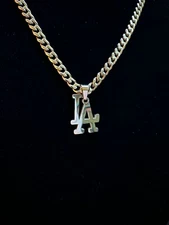 LA Dodgers Necklace - 5mm Cuban 22" Chain - Gold Plated - Mookie Betts - MLB