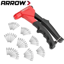 Arrow 3-in-1 Rivet Gun One-Handed Headless Manual Pop Rivet Gun Kit 150PC Rivets
