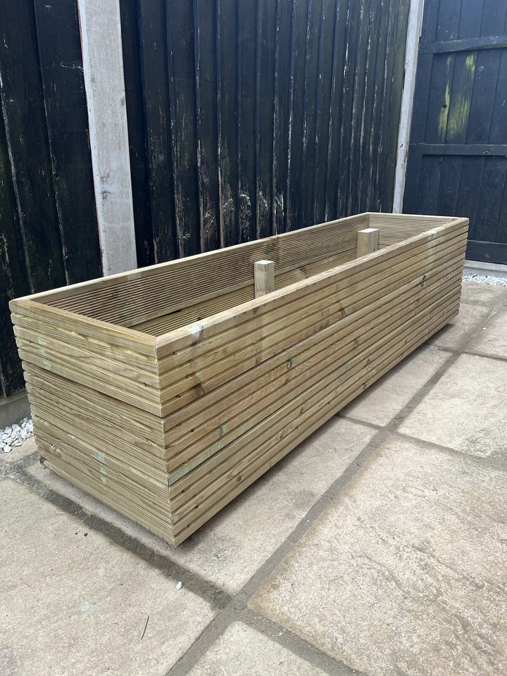 180cm x 30cm D x 40cm H Wooden Decking Planter Timber Garden Trough Large - Image 2 of 2