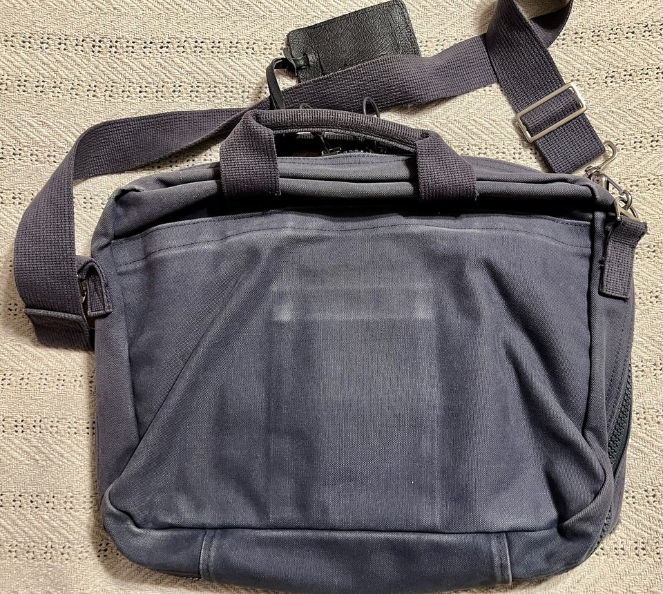 Vintage Lands End Canvas Bag Light Gray Briefcase Laptop CarryOn Made