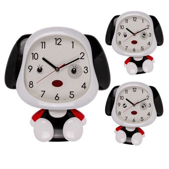 Kinder Wanduhr Hund Mit Beweglichen Augen Und KöRper Ca. 33 X 31 Cm Kinderuhr-image