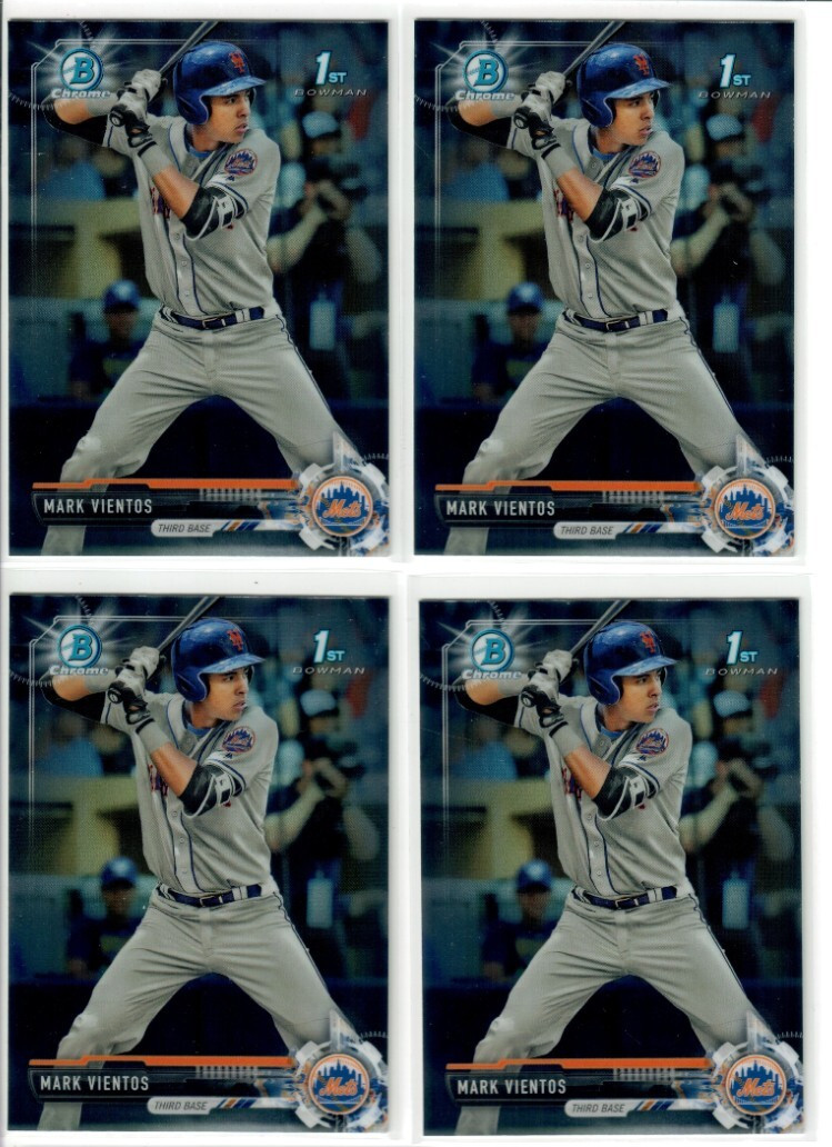 4x MARK VIENTOS 2017 Bowman Draft Chrome RC #BDC-139 New York METS ROOKIE LOT