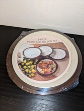 8-piece Reusable Plastic Plate and Plate Holder Set - NEW Camping Picnic