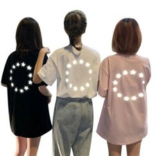 Damen Star Reflektierende T-Shirt Hip Hop Locker Freizeit Kurzärmelig Rundhals