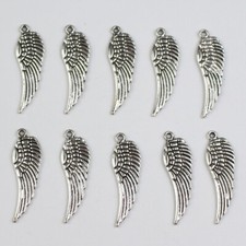 25pcs Antique Silver Charms Angel Wings Shape Pendants for DIY Jewelry Making