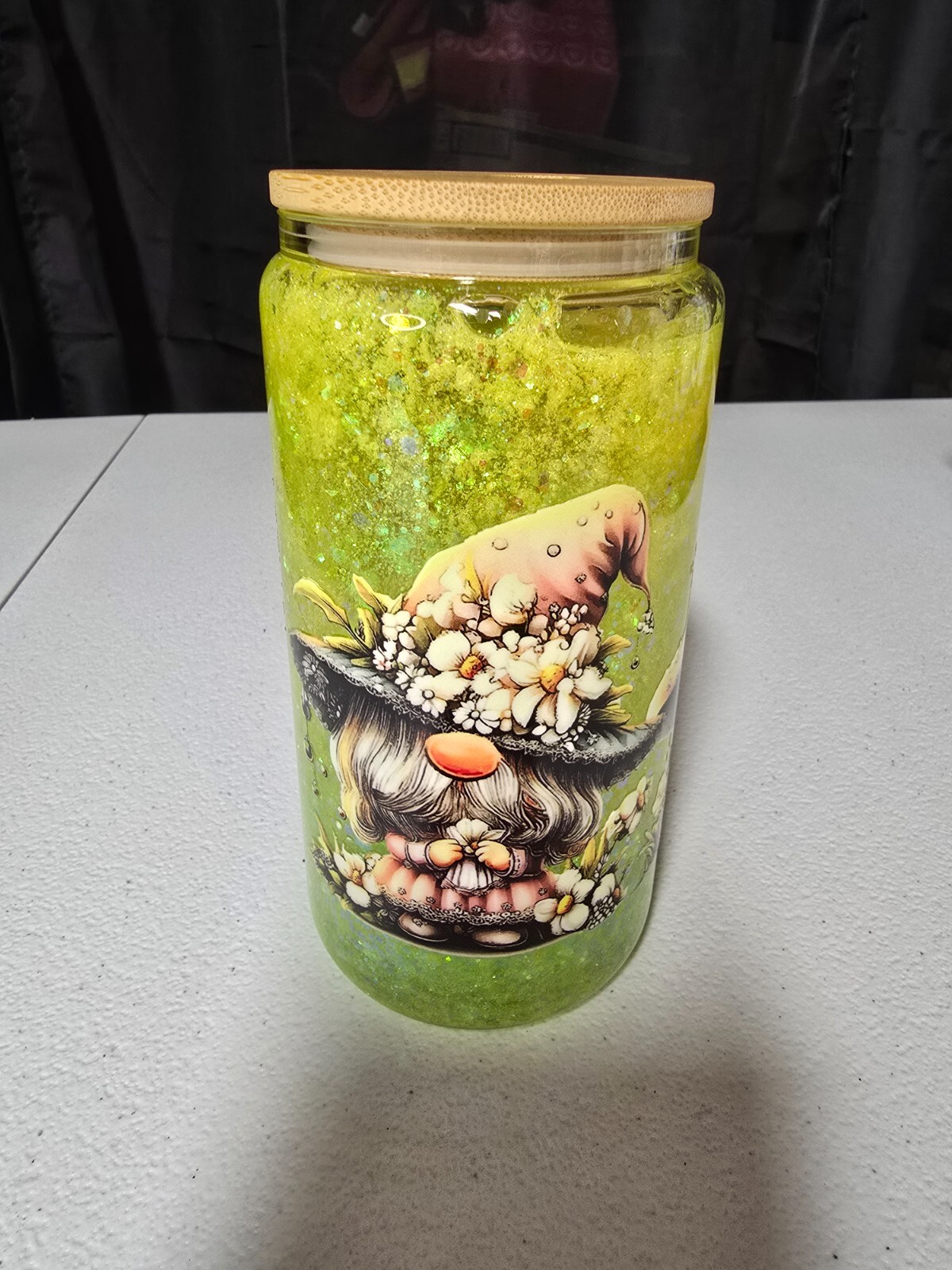 16oz Personalized Gnome Snow Globe Tumbler Cup