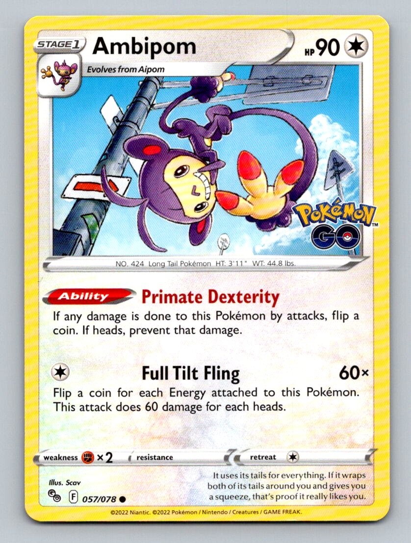 2022 Pokemon Card Pokémon GO Ambipom 57/78