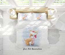 3D Christmas Deer Cartoon Kids Quilt Cover Set Duvet Cover Bedding Pillowcases