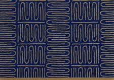 Navy Blue Gold Metallic Pattern Blank Hallmark Note Cards - Set of 6