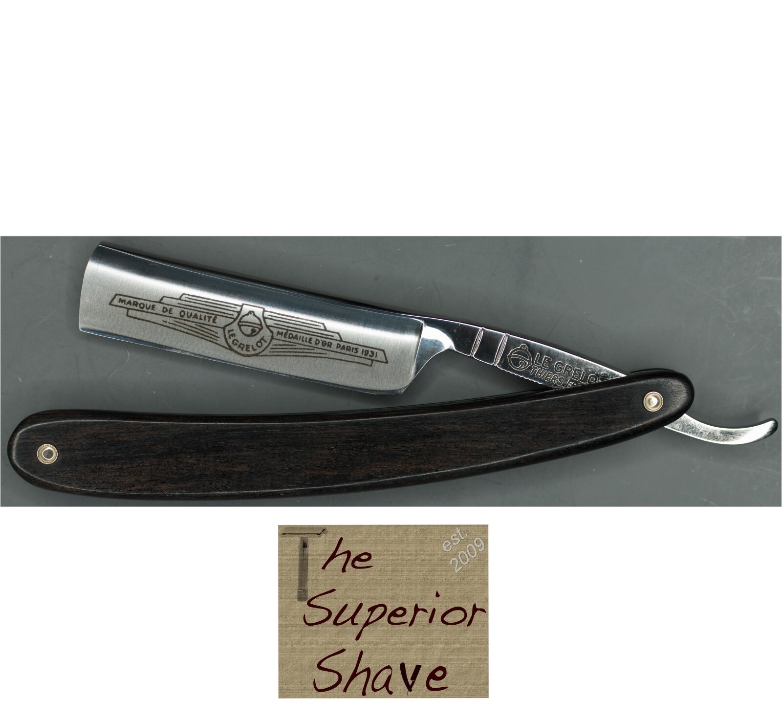 Thiers Issard Le Grelot 6/8 Straight Razor Ebony Wood Handle Made in France