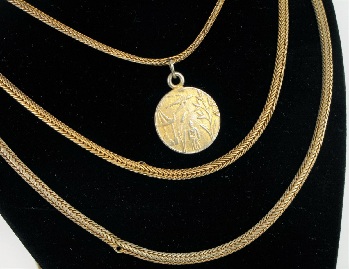RARE YSL YVES SAINT LAURENT THREE STRAND ANCIENT COIN 