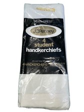 JC Penny 4 Student Handkerchiefs Size 16 X 16 Brand New In Package Free Ship