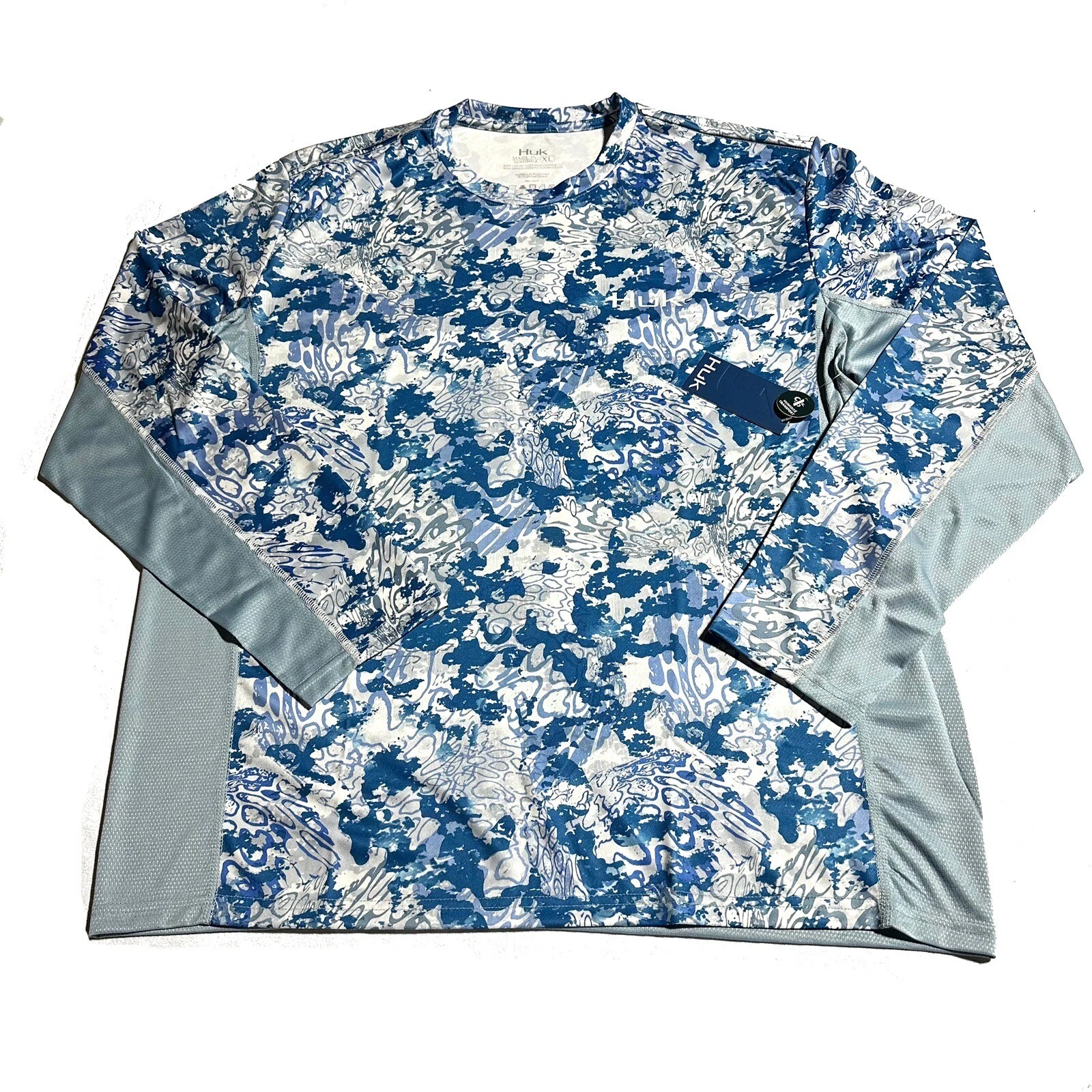 HUK Icon X Tide Change Fade Fishing Performance Shirt Blue Men’s Size XL NWT