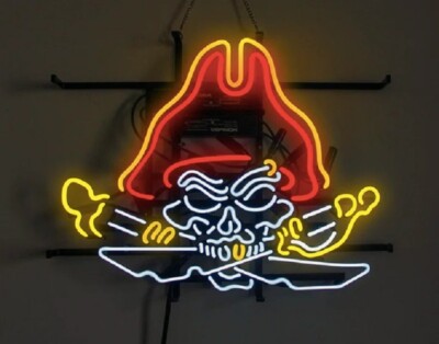 Skull Pirate Swords 24''x20'' Neon Light Sign Lamp Bar Open Artwork Wall Decor