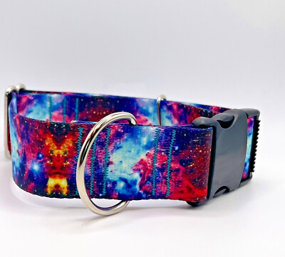 1 .5 inch Wide Galaxy Cosmic Big Dog Collar Quick Release Adjustable Made in USA