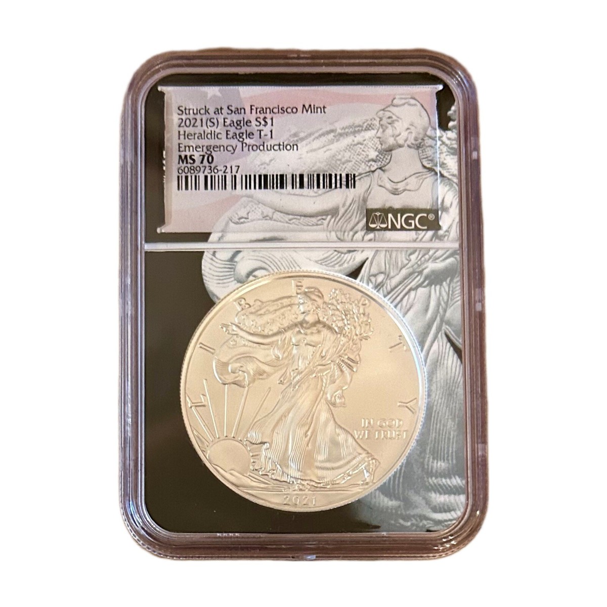 銀貨 Struck at San Francisco 2021 MS70 2021-S SILVER EAGLE NGC-MS70 STRUCK AT SAN FRANCISCO EMERGENCY