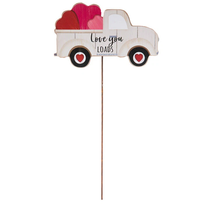 White Love Truck Wood Garden Stake.Plant it in a flower pot or in the flower bed - Image 4 of 4