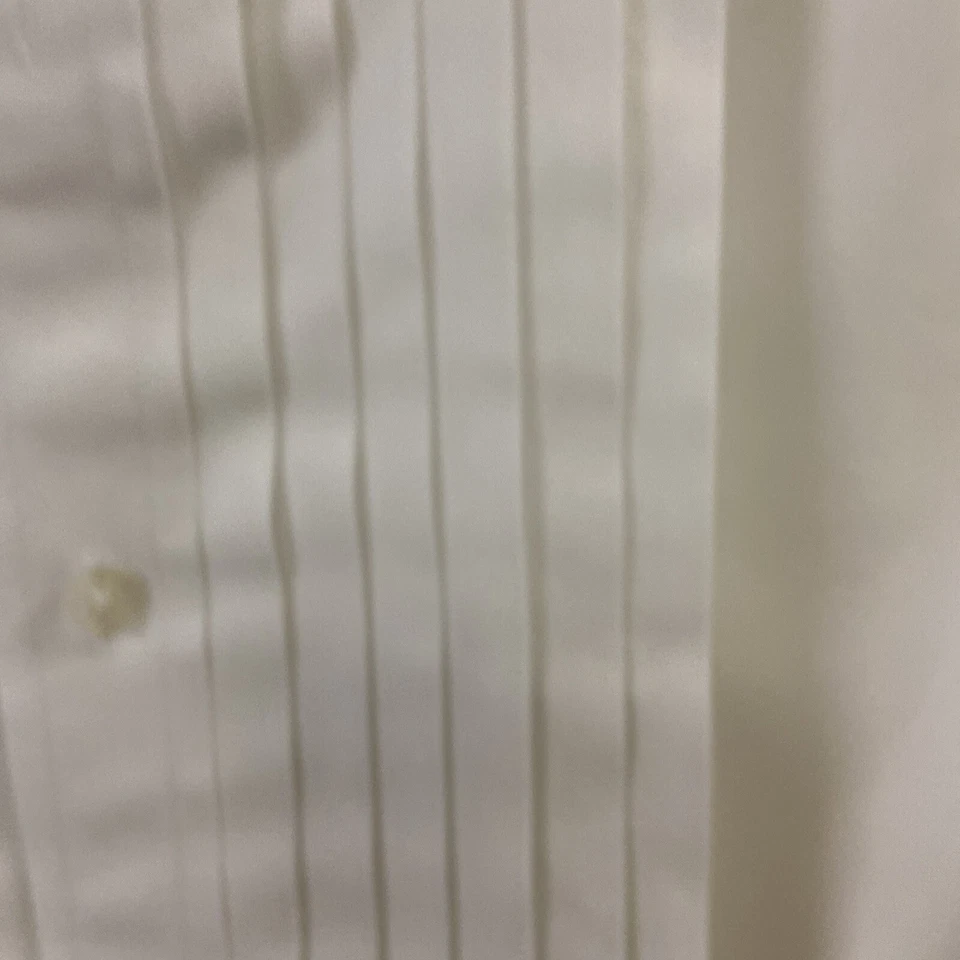 Bill Blass Eveningwear Men's 17 1/2  White Long Sleeve Pleated Shirt Pima Cloth - Image 4 of 4