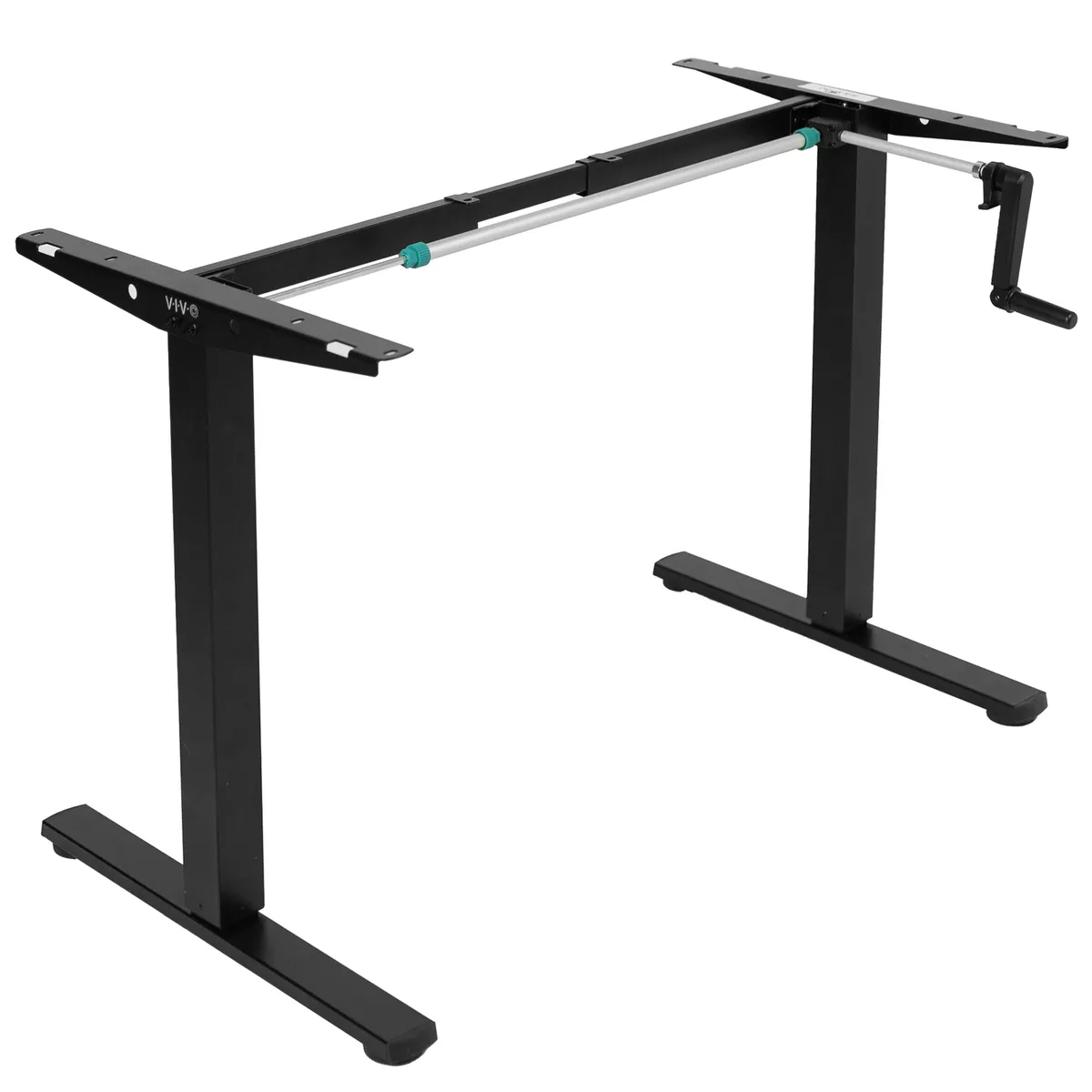 Stand Up Desk Store Crank Adjustable Height L-Shaped Standing Desk with  Steel Frame (Black Frame/Black Top, 72 Wide)