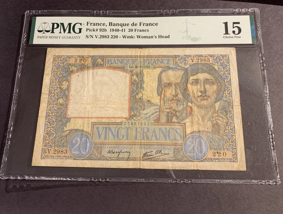 PMG Graded France, Banque de France 20 Francs 1940-41 p92b - Image 3 of 4