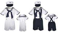 NEW Baby Boy  Toddler Sailor Formal Party Suit Outfits NAVY /WHITE S-4T