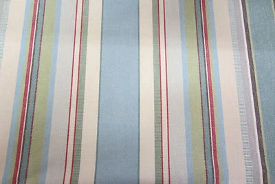 FRANK THOMAS INTERIORS Remake Fabric Material Blue Striped Woven Cotton Curtain Blind Upholstery