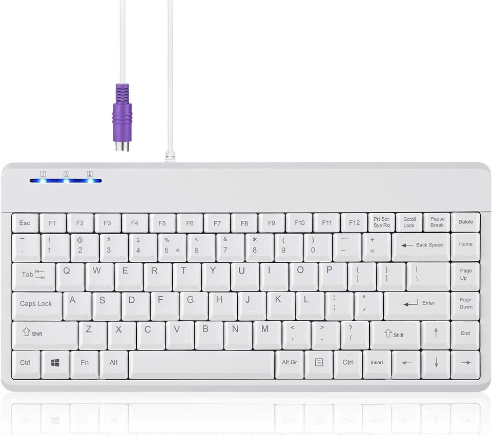 PERIBOARD-409 PW Wired PS 2 Mini Keyboard White US English Layout, NEW - Image 2 of 4