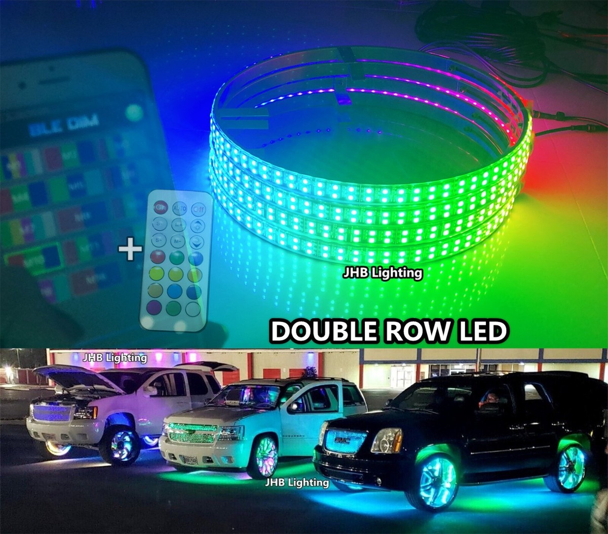 15.5" RGB & Chasing Flow Double Row LED Wheel Ring Rim Lights For Truck 15.5" RGB & Chasing Flow Double Row LED Wheel Ring Rim Lights For Truck
