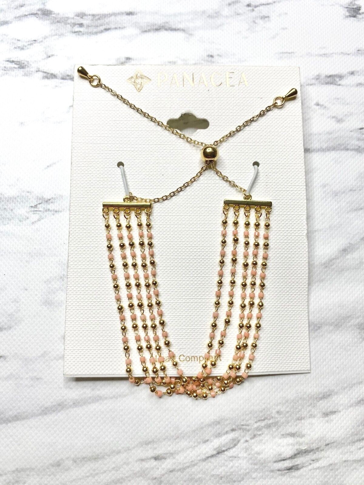 ПАНАЦЕЯ Золотая цепочка Многослойный Регулируемый браслет из розового бисера в стиле Гламур Бохо 2290₽