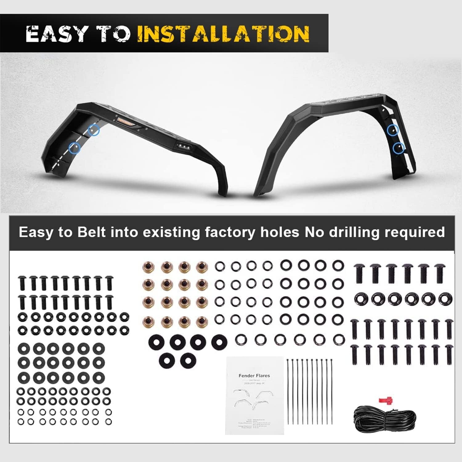 2007-2018 Front+Rear Fender Flares For Jeep Wrangler JK Unlimited 4WD 2WD Steel