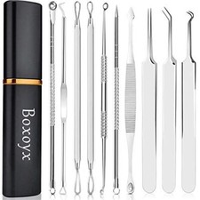 Pimple Popper Tool Kit - 10 Pcs Blackhead Remover Comedone Extractor Kit with