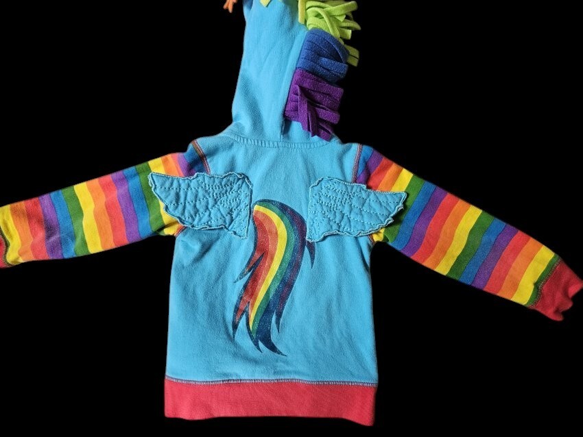 * MY LITTLE PONY Blu Drago Arcobaleno Felpa con Cappuccio Zip Anteriore Giacca Ragazza 3T