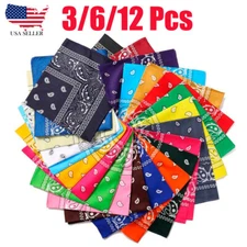 Bandana 100% Cotton Paisley Double-Sided Scarf Head Neck Face Mask Lot (3/6/12)