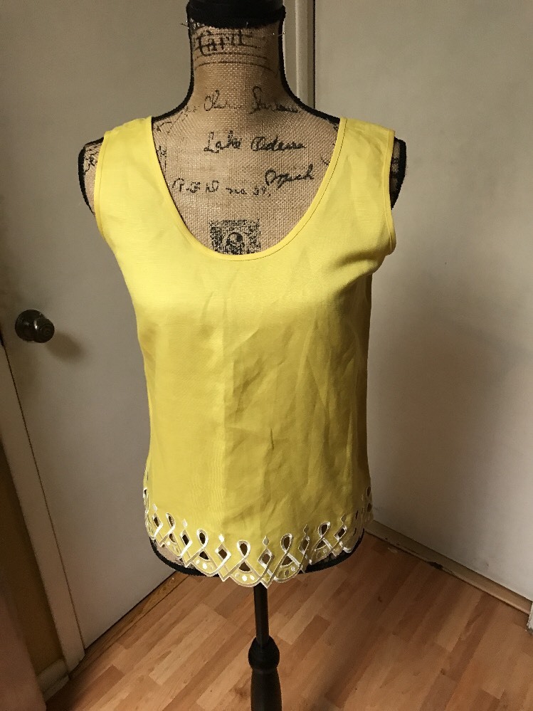 Ensemble 2 Pièces Bob Mackie – Veste Et Haut Sans Manches En Lin Jaune, Taille XS, Occasion
