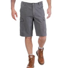 Carhartt Rugged Flex Relaxed Fit Canvas Cargo Work Short, Grey, Size 38, NWT