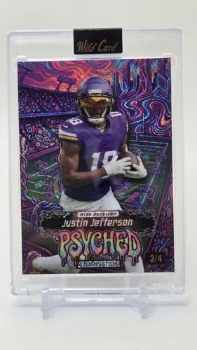 2026 Wild Card Just the Hits Psyched Justin Jefferson /4 Purple Foil