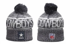 Dallas Cowboys Knit Beanie Grey White Cuffed Winter Hat Warm Stretch Fit Adult