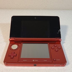 Nintendo 3DS Metallic Red Handheld Console System w/ Stylus Charger SD 2 Games