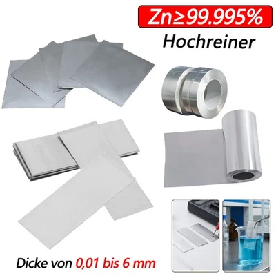 Zinkblech 0,01-6mm Zn 99.995% Anode Galvanik Zink Folie Platte Hochreiner Labor - Bild 1 von 4