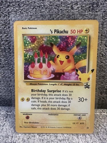 Birthday Pikachu 24 Pokemon Celebrations Collection Holo Card