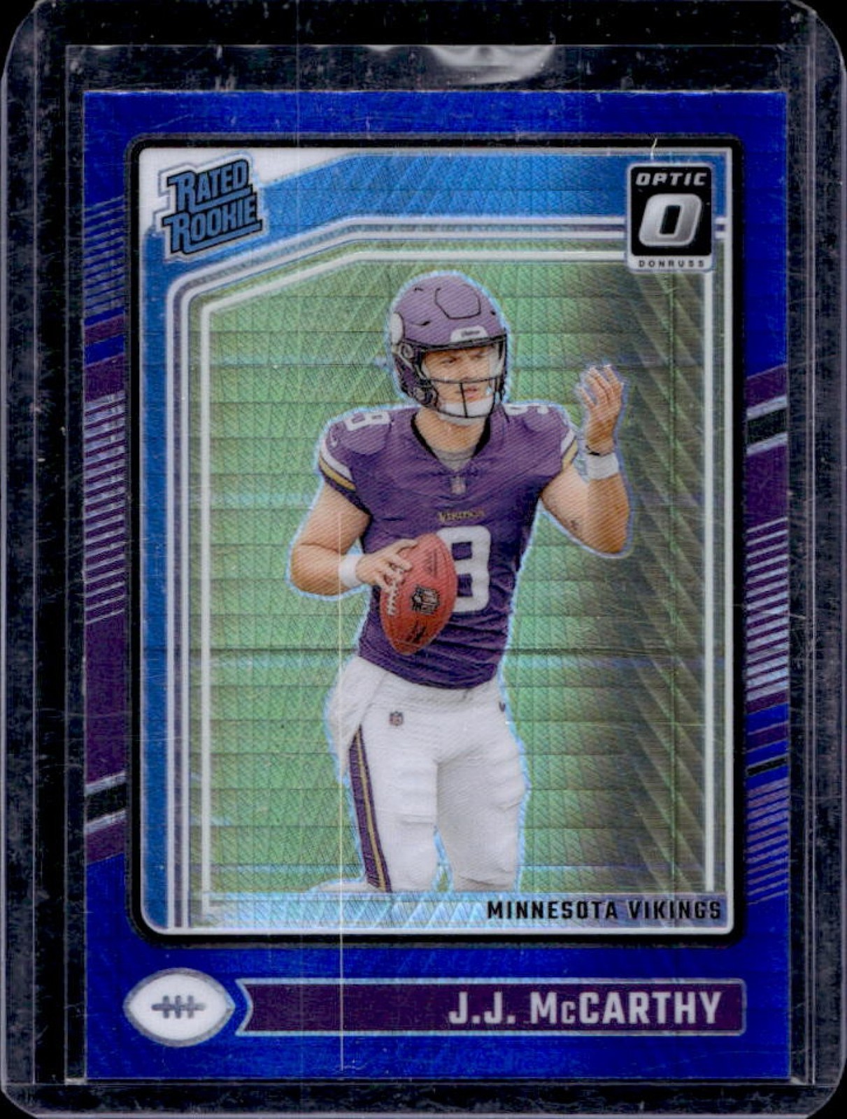 2024 Donruss Optic JJ McCarthy RC Blue Hyper Rated Rookie #235 Vikings