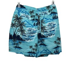 George Swim Shorts Trunks Men Size 3XL Blue Tropical Islands Pockets New
